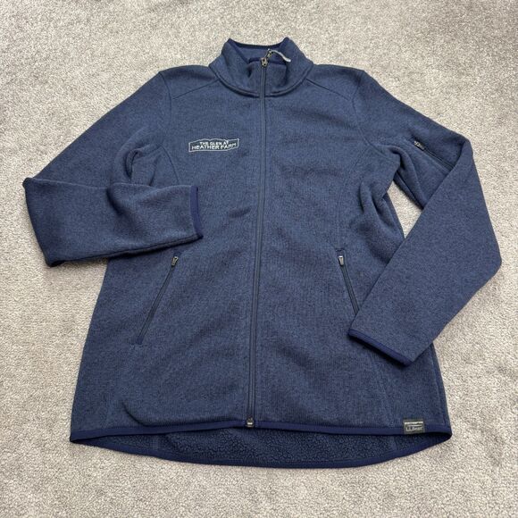 L.L. Bean Fleece Full Zip Sweater Jacket Womens Small Navy Blue Pockets Outdoor - Picture 1 of 15